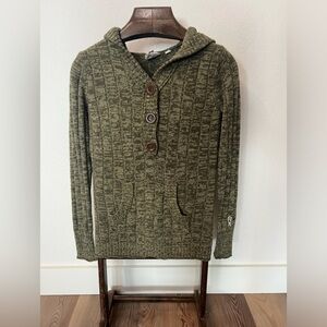 ROXY Green Knitted button down hoodie Size Large